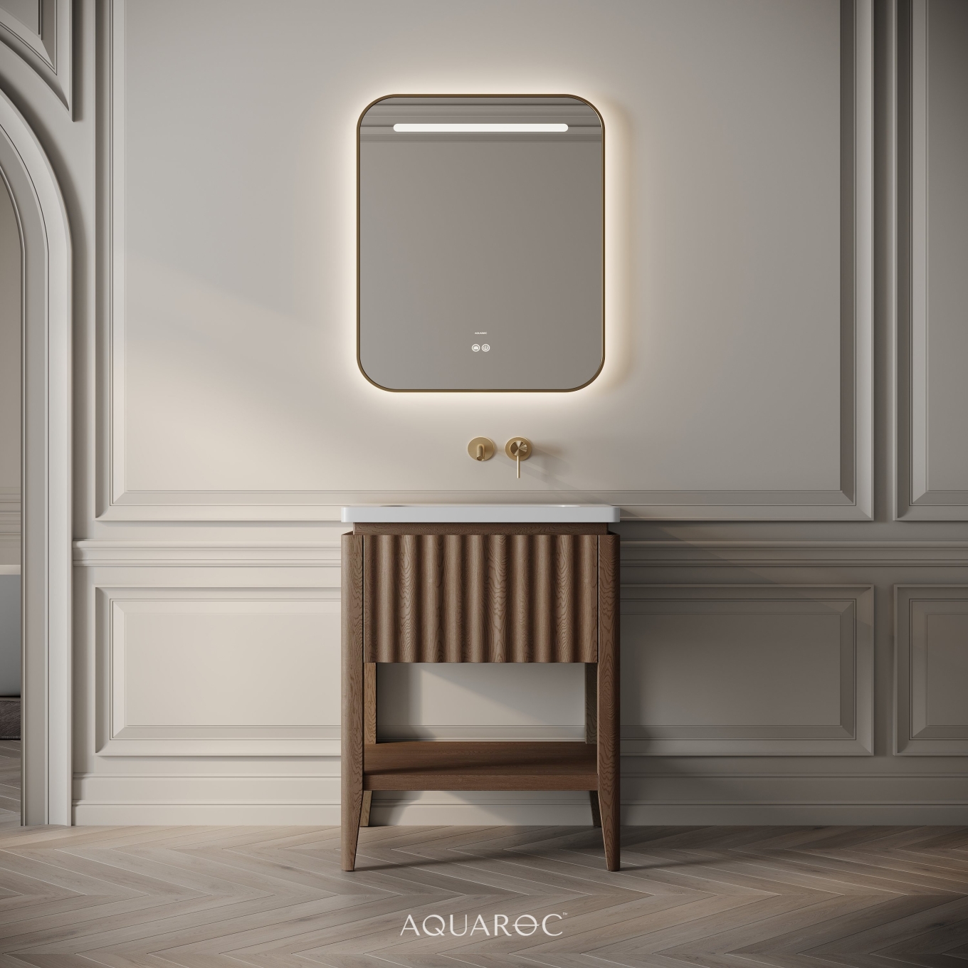 Kensington Vanity Unit & Stone Basin 600mm Smoked Oak